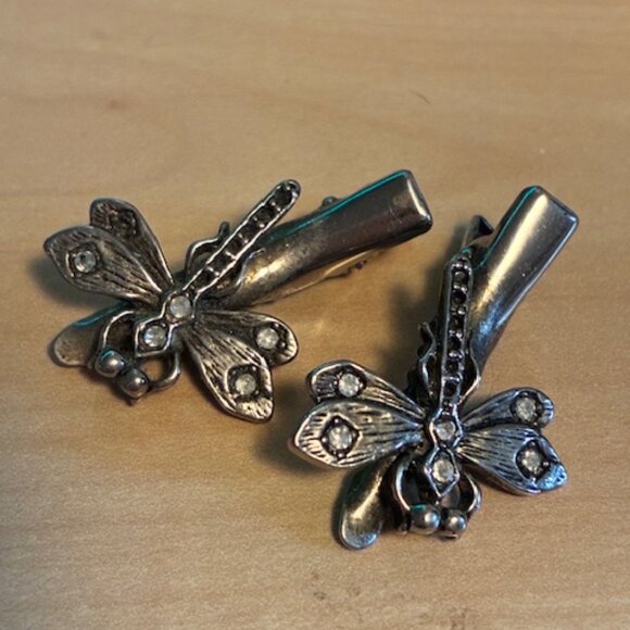 Antique Dragonfly Clips x 2 - Picture 1 of 6